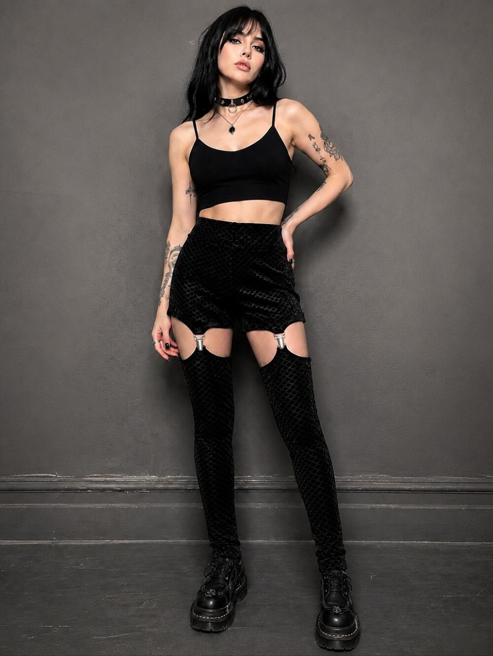Killstar Black Velvet Garter Pants | Size M | Goth Alt Mermaid